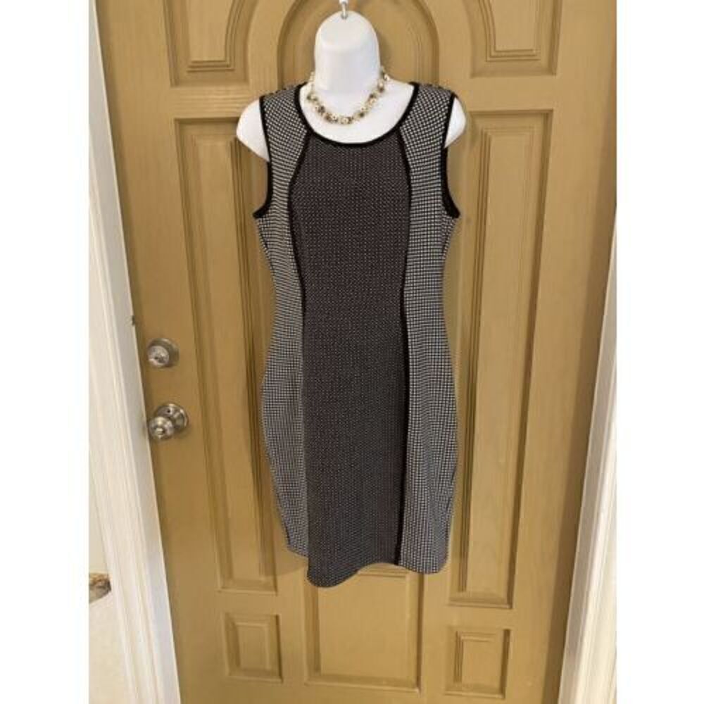 BAILEY 44 Sleeveless Black Tan Check Check Rayon Blend  Dress Size M